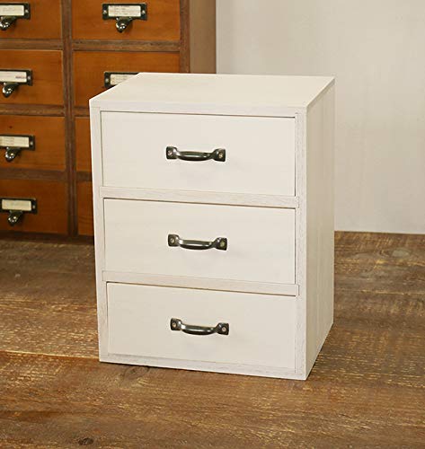 ホワイト木製キャビネット 3段引き出し ミニチェスト ホワイト木製